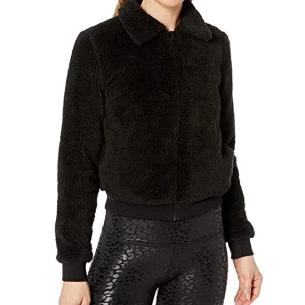 NEW Beyond Yoga Black Sherpa bomber jacket
